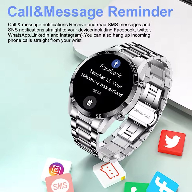 LIGE Smart fitness watch with call receiving and SMS alerts