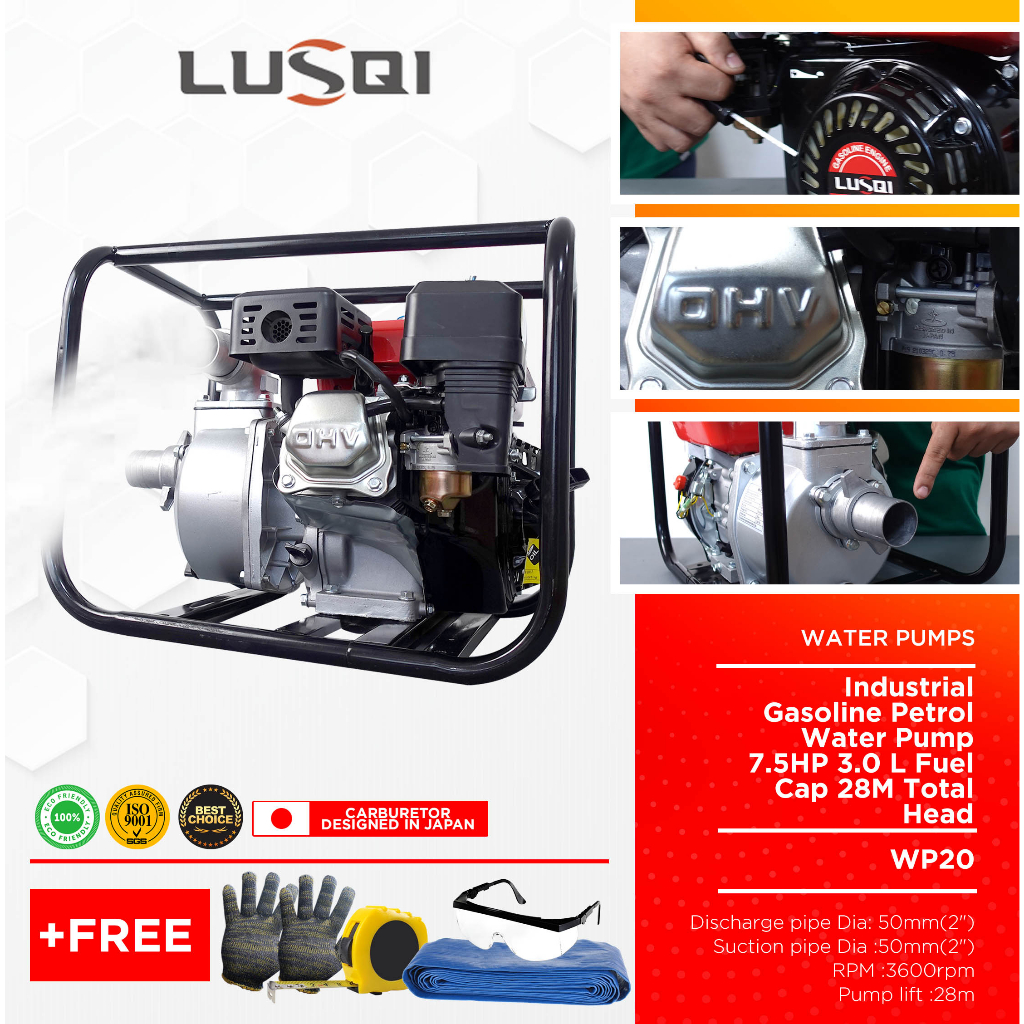 LUSQI 6.5HP Gasoline Water Pump – 3" XJJWP30