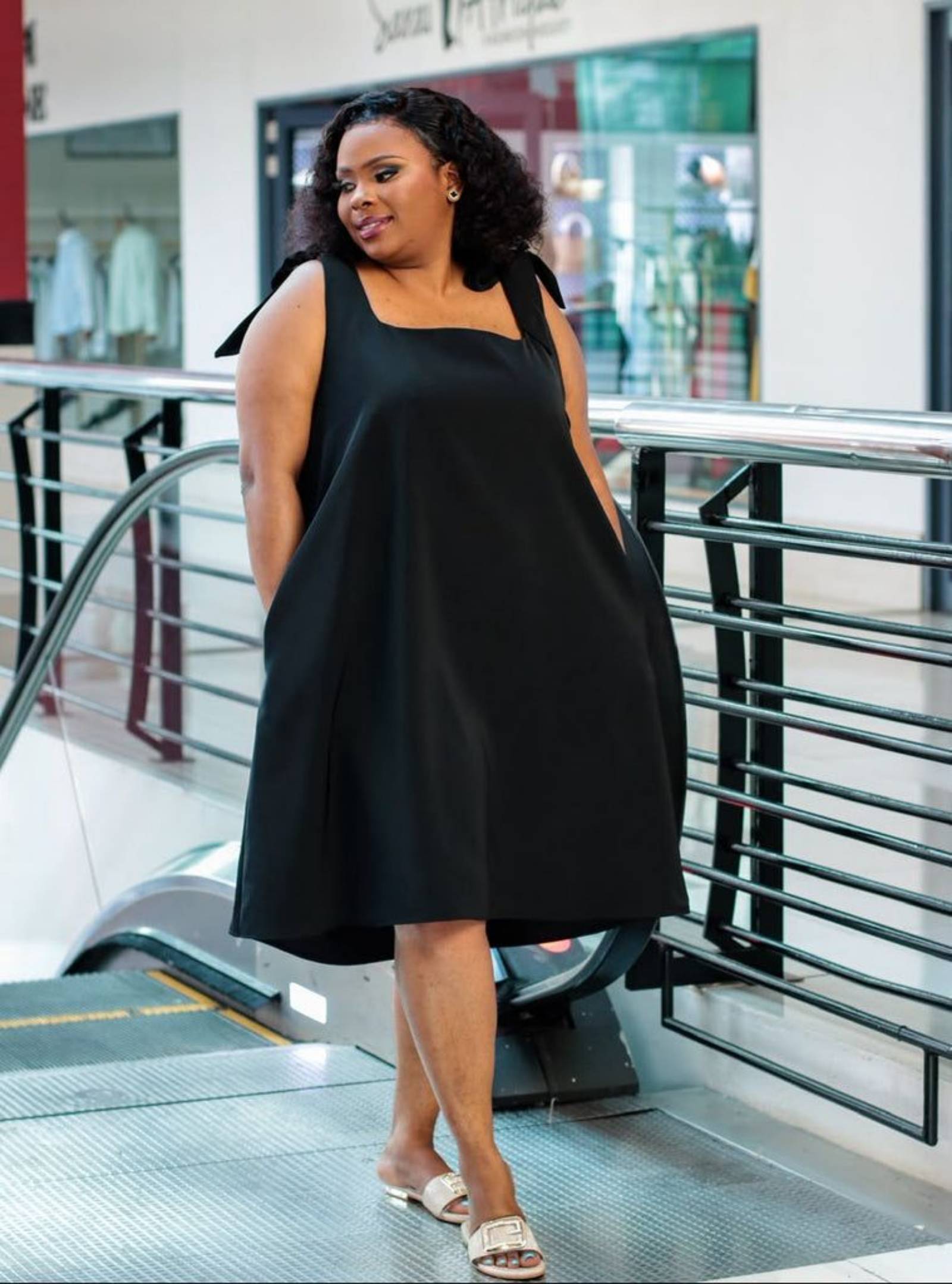 Black Sleeve Ties Dress
