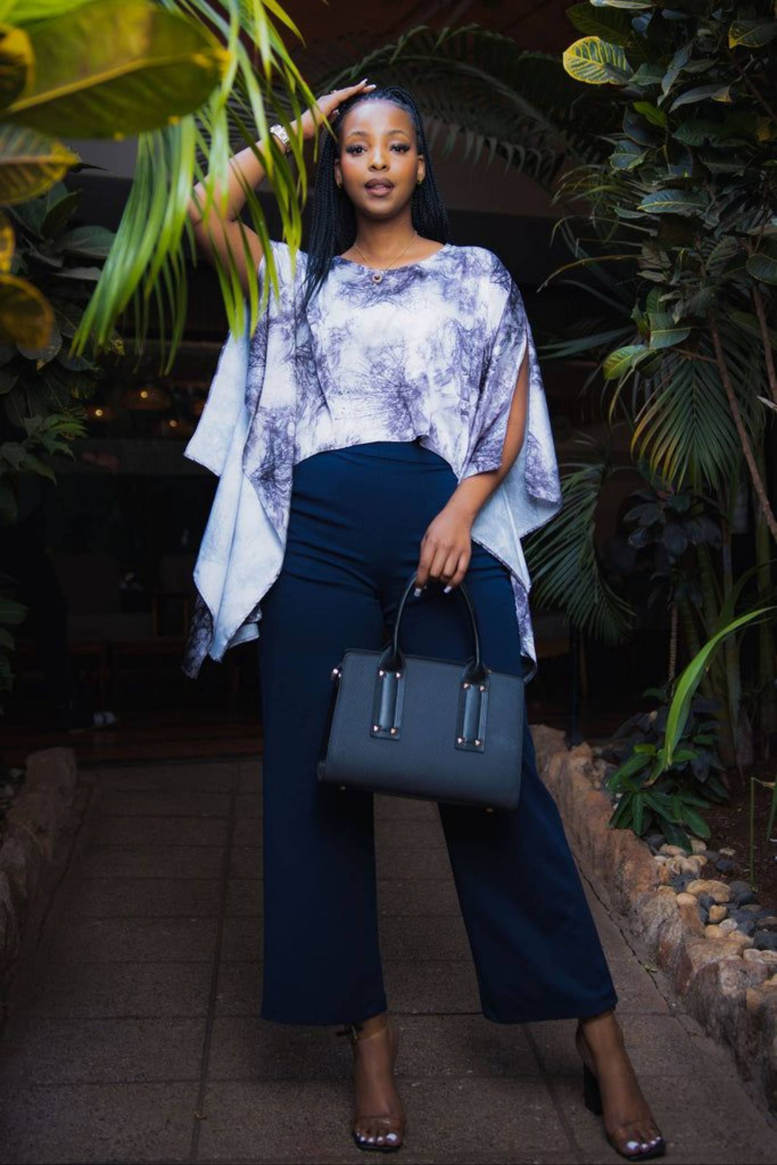 Black Grey Kaftan Top